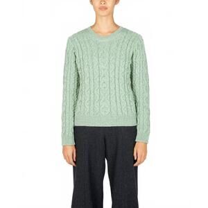 NEW IRELANDSEYE dana cable knit crew neck pullover in sage